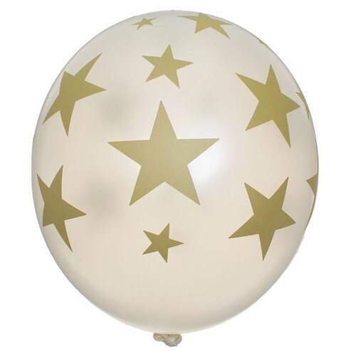 фото Шар латексный 14""золотые звёзды", кристалл, шелкография, набор 25 шт., цвет перламутр belbal