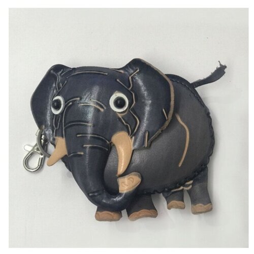 фото Кошелек-монетница ручной работы слон нат. кожа, серый clever-light
