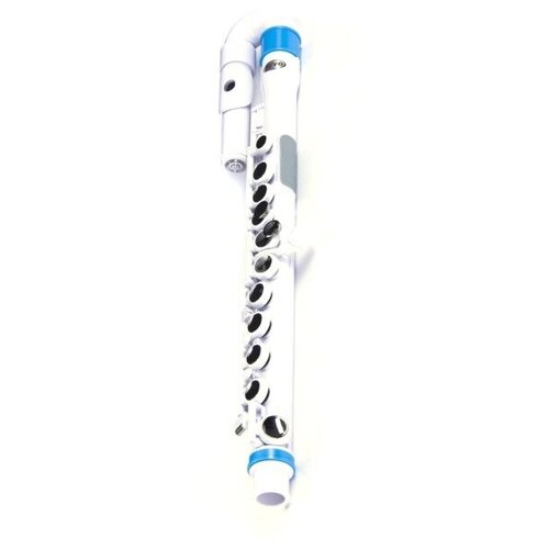 фото Nuvo jflute - white/blue флейта, изогнутая головка, материал - абс-пластик, цвет - белый/синий, в комплекте - мундштук, колено ре, смазка, чехол, тряпочка для протирки, дополнительные клавиши