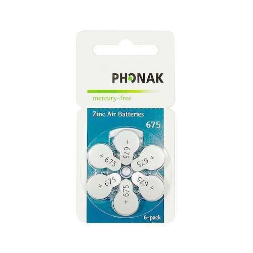 Батарейки Phonak 675 (PR44) для слуховых аппаратов, 1 блистер (6 батареек) батарейки signia 675 pr44 для слуховых аппаратов упаковка 60 батареек