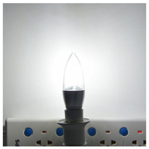 фото Лампа (led) свеча прямая, e14, 9вт. цвет дневной белый, прозрачная. комплект 5 штук clever-light