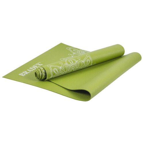 фото Коврик для йоги bradex sf 0404, 173х61х0.4 см зеленый/серый рисунок