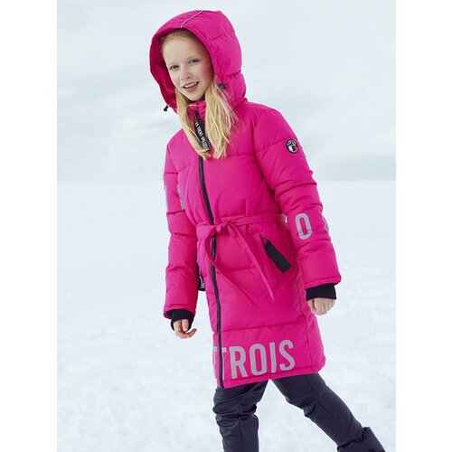 фото Куртка les trois vallees, удлиненная, размер 122, розовый