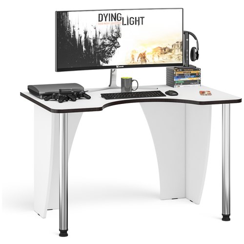 фото Игровой компьютерный стол ск-2-1200-750, цвет белый/кромка венге бит и байт
