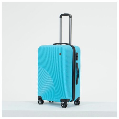 фото Фабрика картекс чемодан средний 24", отдел на молнии, кодовый замок, 4 колеса, цвет голубой kartex