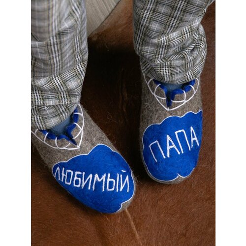 фото Тапочки чувашские валенки, размер 43, серый, синий