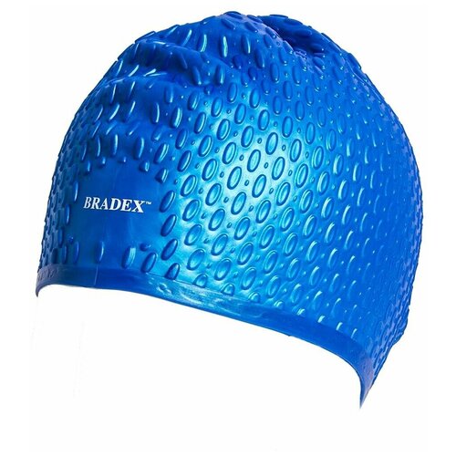 фото Шапочка для плавания силиконовая, бабл, синий bradex
