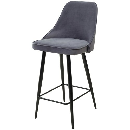 фото Полубарный стул mc-pb серый #27, велюр/ черный каркас, высота 68 см yadoma
