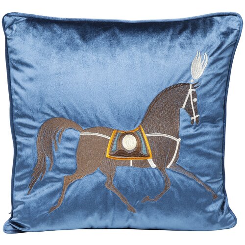 фото Kare design подушка horse, коллекция "лошадь" 45*45*8, бархат, полиэстер, синий