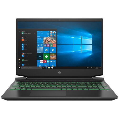 фото 15.6" ноутбук hp pavilion 15-ec1066ur (1920x1080, amd ryzen 7 2.9 ггц, ram 16 гб, ssd 512 гб, geforce gtx 1660 ti max-q, win10 home), 22n78ea, темно-серый/зеленый хромированный логотип