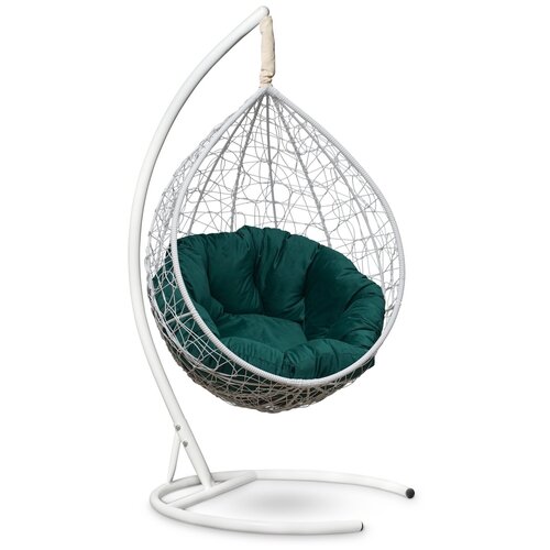 фото Подвесное кресло laura outdoor sevilla verde velour белое + каркас (зеленая подушка)