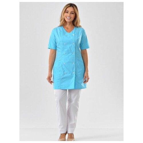 фото Халат медицинский женский "домино" 021.1.41 (46, тиси люкс, цвет светло-голубой) medicalwear