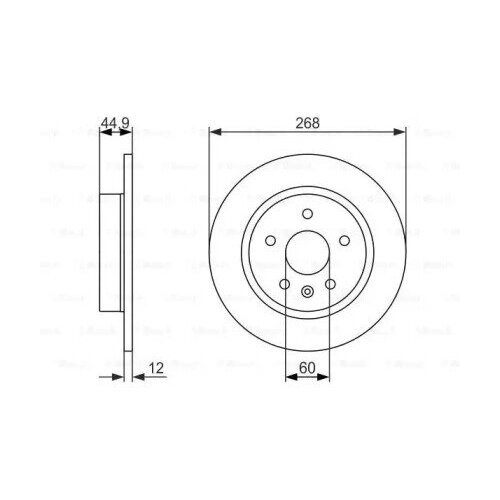 фото Диск тормозной chevrolet cruze/opel astra j r15 09- задний d 268мм, bosch, 0 986 479 645