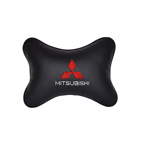фото Подушка на подголовник экокожа black с логотипом автомобиля mitsubishi vital technologies