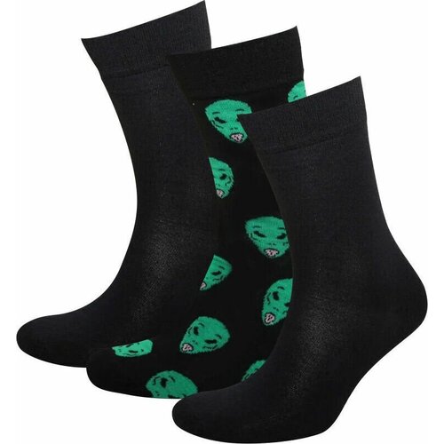 фото Мужские носки status, 3 пары, классические, антибактериальные свойства, быстросохнущие, вязаные, износостойкие, усиленная пятка, размер 25, черный, зеленый