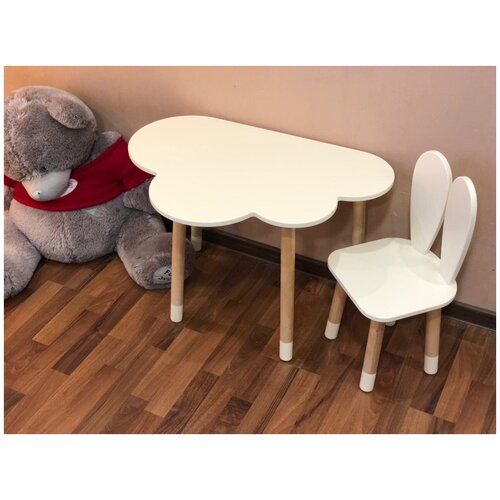фото Детский комплект стол "полуоблако" стул "зайка" детская мебель "панда"