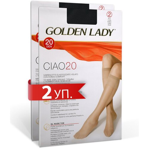 фото Гольфы женские golden lady ciao 20 синтетические (упаковка 2 пары), набор 2 упаковки, размер 0, цвет daino