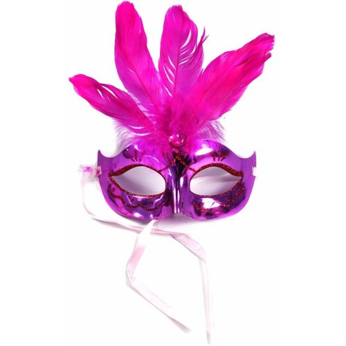 фото Карнавальная венецианская маска металлик с перьями игрушка-праздник