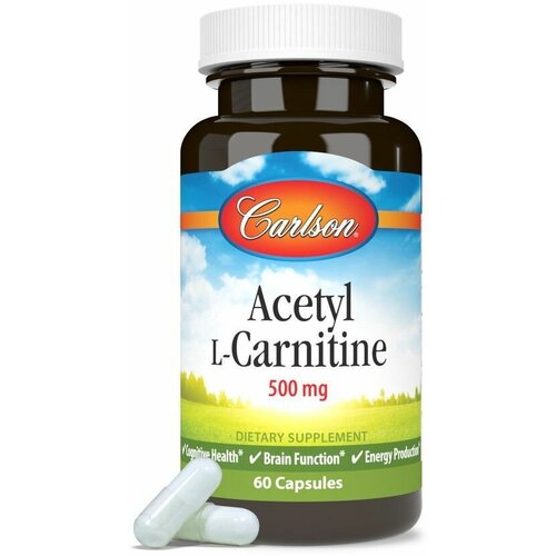 фото Ацетил l-карнитин 500мг, carlson labs, 60 капсул / для похудения, мозга, сердца, обмена веществ