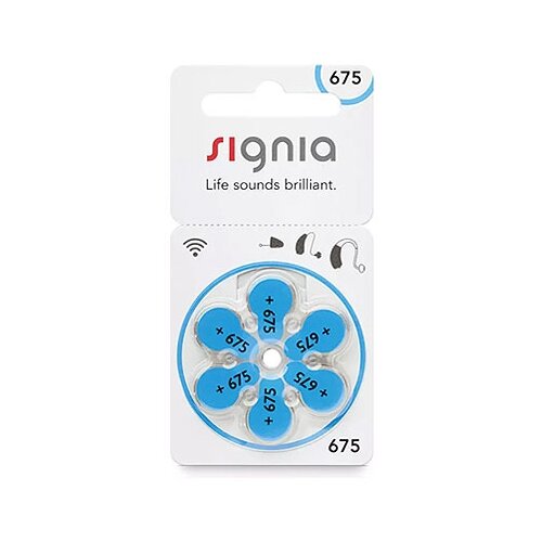 Батарейки Signia 675 (PR44) для слуховых аппаратов, 1 блистер (6 батареек) батарейки signia 675 pr44 для слуховых аппаратов упаковка 60 батареек