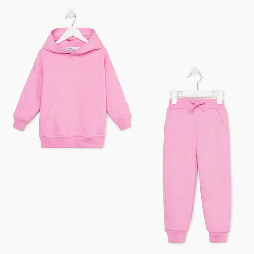фото Комплект одежды kaftan, худи и брюки, повседневный стиль, размер 40, розовый