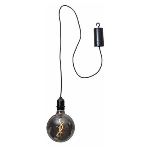 фото Подвесной светящийся стеклянный шар эдмон, дымчатый, тёплая белая филаментная led- лампа, 12.5х19.5 см, таймер, батарейки star trading