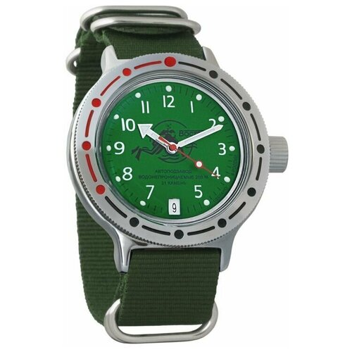 фото Часы мужские механические восток амфибия 420386 с автоподзаводом (нейлон зеленый)