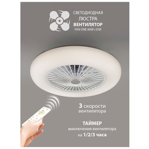 фото Светодиодный светильник с вентилятором и пультом fan one 80w для комнат до 18 кв.м, estares