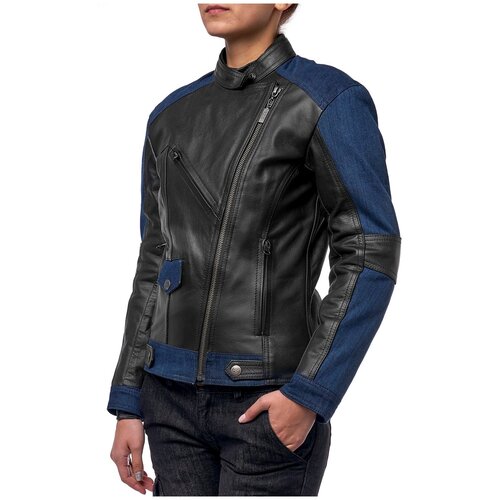 фото Кожаная с текстильными вставками куртка moteq teacher jeans черный/синий s (размер производителя)