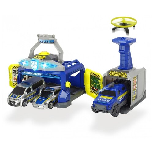 фото Dickie toys полицейская станция 3717004 со светом и звуком, синий/желтый/серый