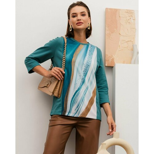 фото Лонгслив sahar, размер 44, бирюзовый, золотой, белый