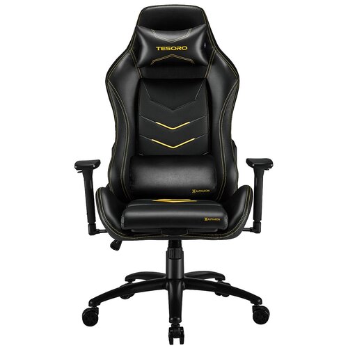 фото Компьютерное кресло tesoro alphaeon s3 игровое, обивка: искусственная кожа, цвет: черный/желтый