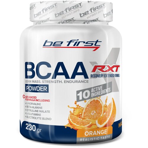 фото Bcaa be first bcaa rxt, апельсин, 230 гр.