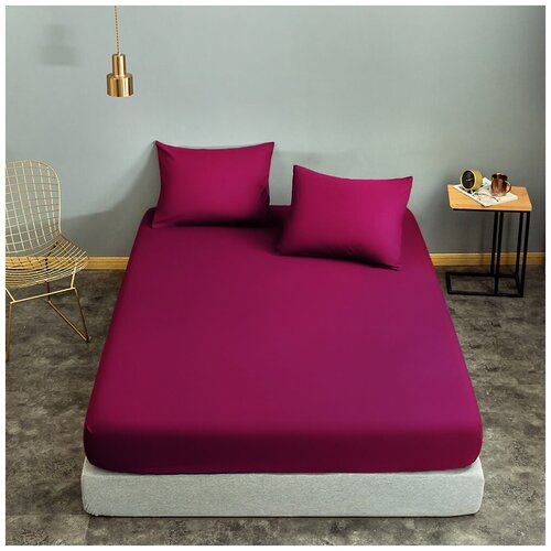 фото Простыня на резинке nova сатин, 160x200 см, пурпурный nova home textile