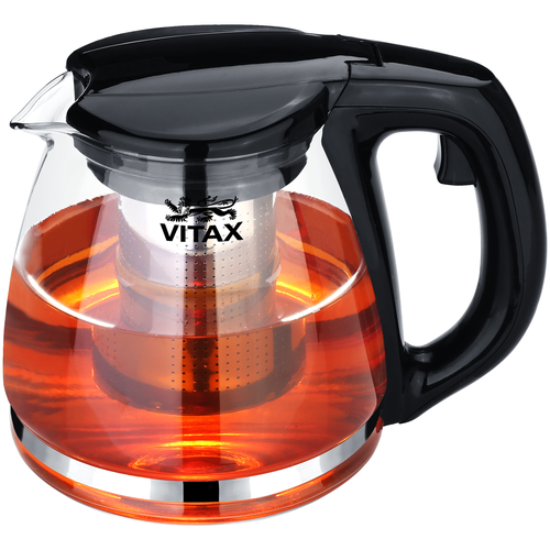 фото Vitax заварочный чайник arundel vx-3301 1,1 л, прозрачный/черный