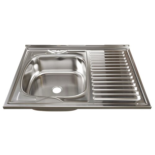 Накладная кухонная мойка 80 см, Mixline 60х80 (0,4) 1 1/2 левая, нержавеющая сталь/глянец