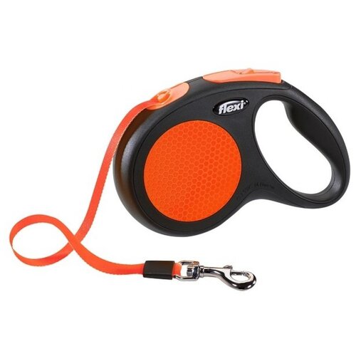 фото Flexi рулетка-ремень светоотражающая для собак до 25кг, 5м, orange ( neon m tape 5m orange) cl21t5.251.s neoor, 0,301 кг