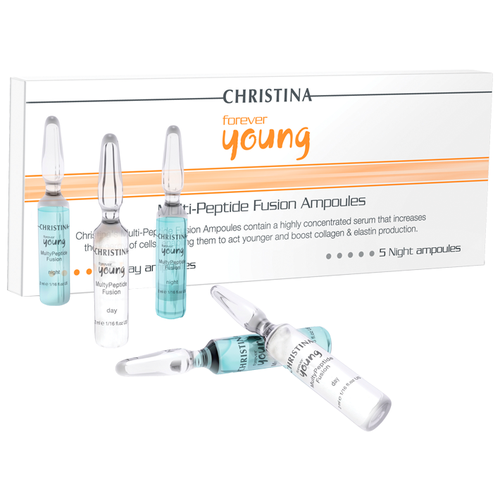 фото Christina forever young multi-peptide fusion ampoules набор ампул с сывороткой для омоложения кожи лица (дневные и ночные), 2 мл , 10 шт.