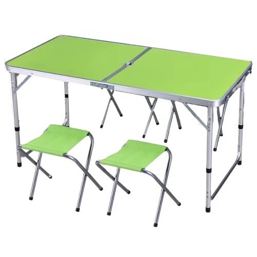 фото Стол складной металл, прямоугольный, 120х60х68.5 см, столешница мдф, синий, green days, 4 стула