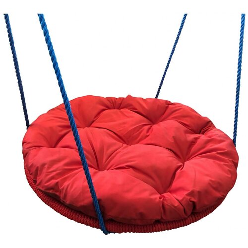 фото Качели детские гнездо в оплетке ø800 мм с подушкой (красная) m-group