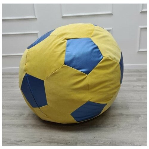 фото Кресло-мешок "футбольный мяч" gordvell, экокожа/велюр искусственный, желто-синий