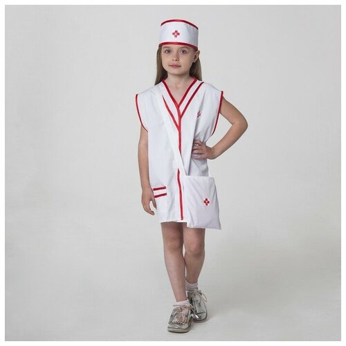 фото Карнавальный костюм "медсестра", халат, сумка, повязка на голову, рост 110-122 см, 4-6 лет сима-ленд