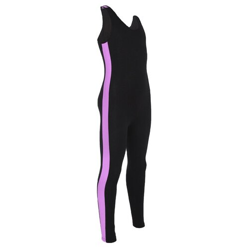 фото Комбинезон гимнастический с лампасами, цвет чёрный/фиолетовый, размер 34 qwen
