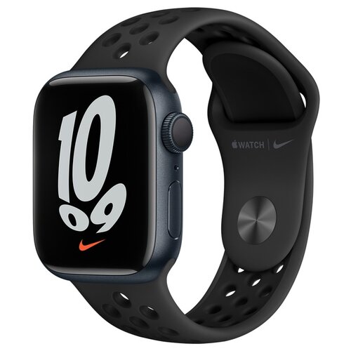 фото Умные часы apple watch series 7 45mm aluminium with nike sport band, черный, r