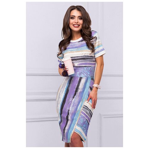 фото Повседневное платье с коротким рукавом charutti (8317, фиолетовый, размер: 54)