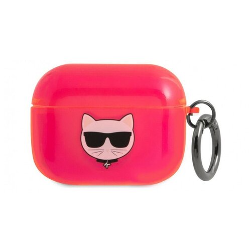 фото Чехол с карабином cg mobile karl lagerfeld tpu fluo with ring choupette для airpods pro, цвет розовый (klapuchfp)