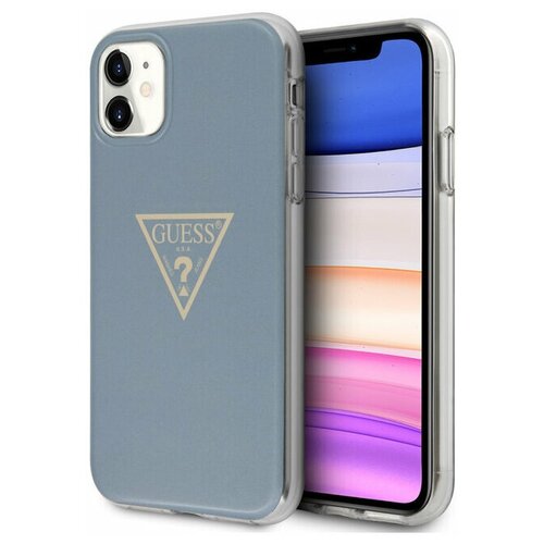 фото Чехол cg mobile guess pc/tpu metallc effect triangle logo hard для iphone 11, цвет голубой (guhcn61pcumptlb)