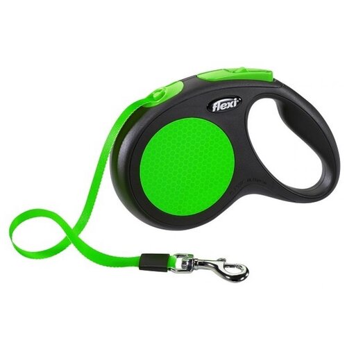 фото Flexi рулетка-ремень светоотражающая для собак до 25кг, 5м, зеленая ( neon m tape 5m green) cl21t5.251.s neog, 0,301 кг