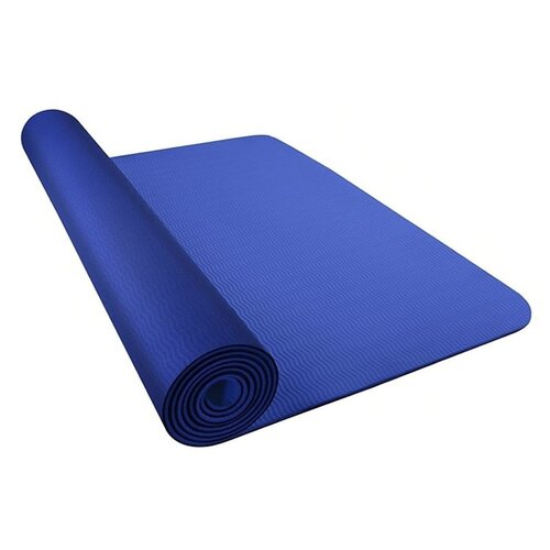 фото Коврик для йоги и фитнеса yoga mat 4 мм универсальный синий baziator