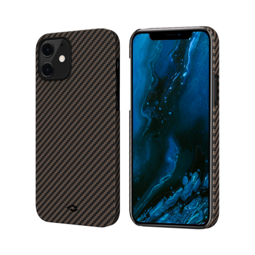 фото Чехол pitaka magez case для iphone 12 mini 5.4", черно-коричневый, кевлар (арамид)
